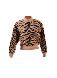 Pull court Zebra en maille - Noir & Nude