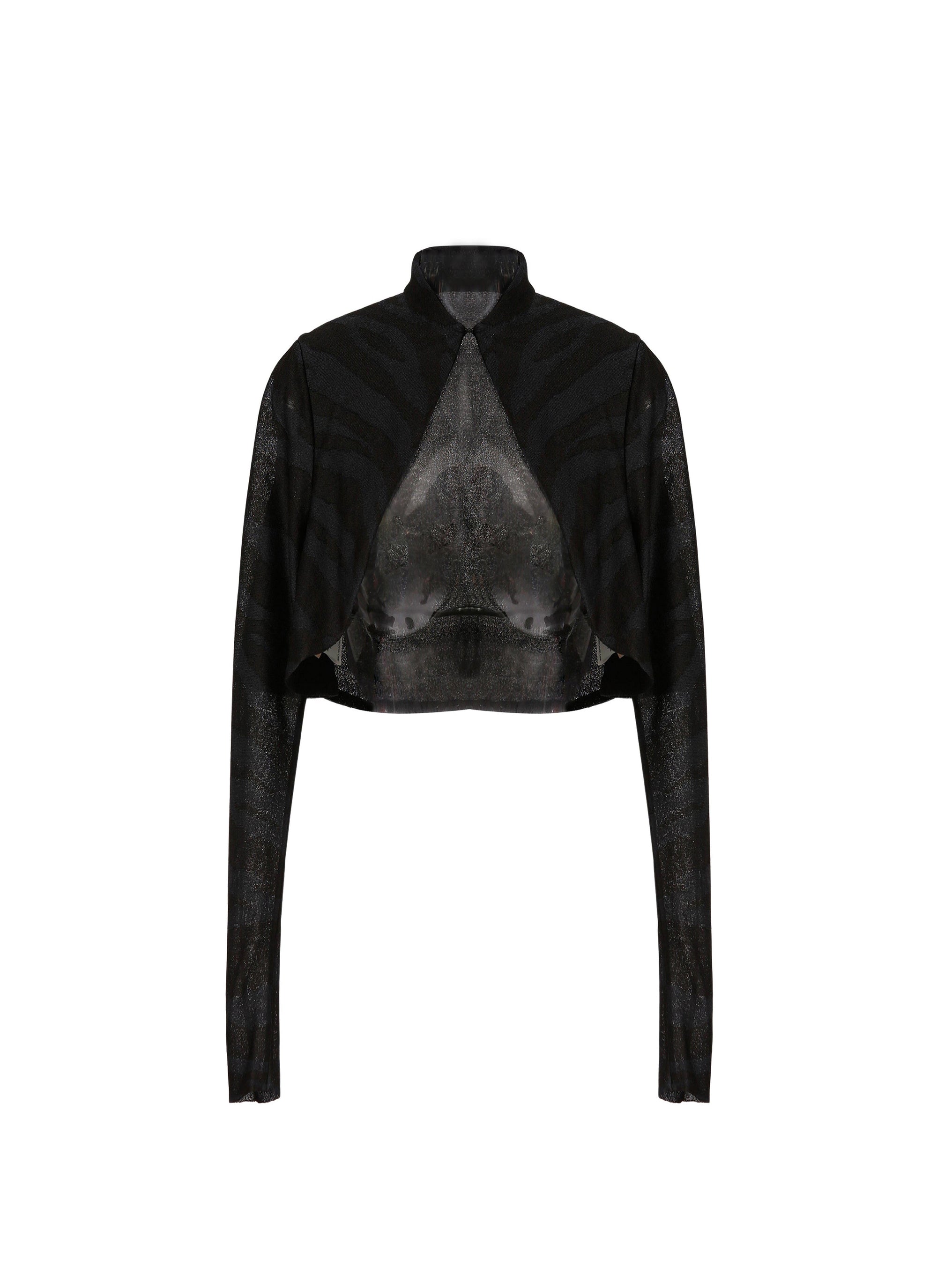 Zebra Silk Long Sleeve Cardigan - Black & Blue
