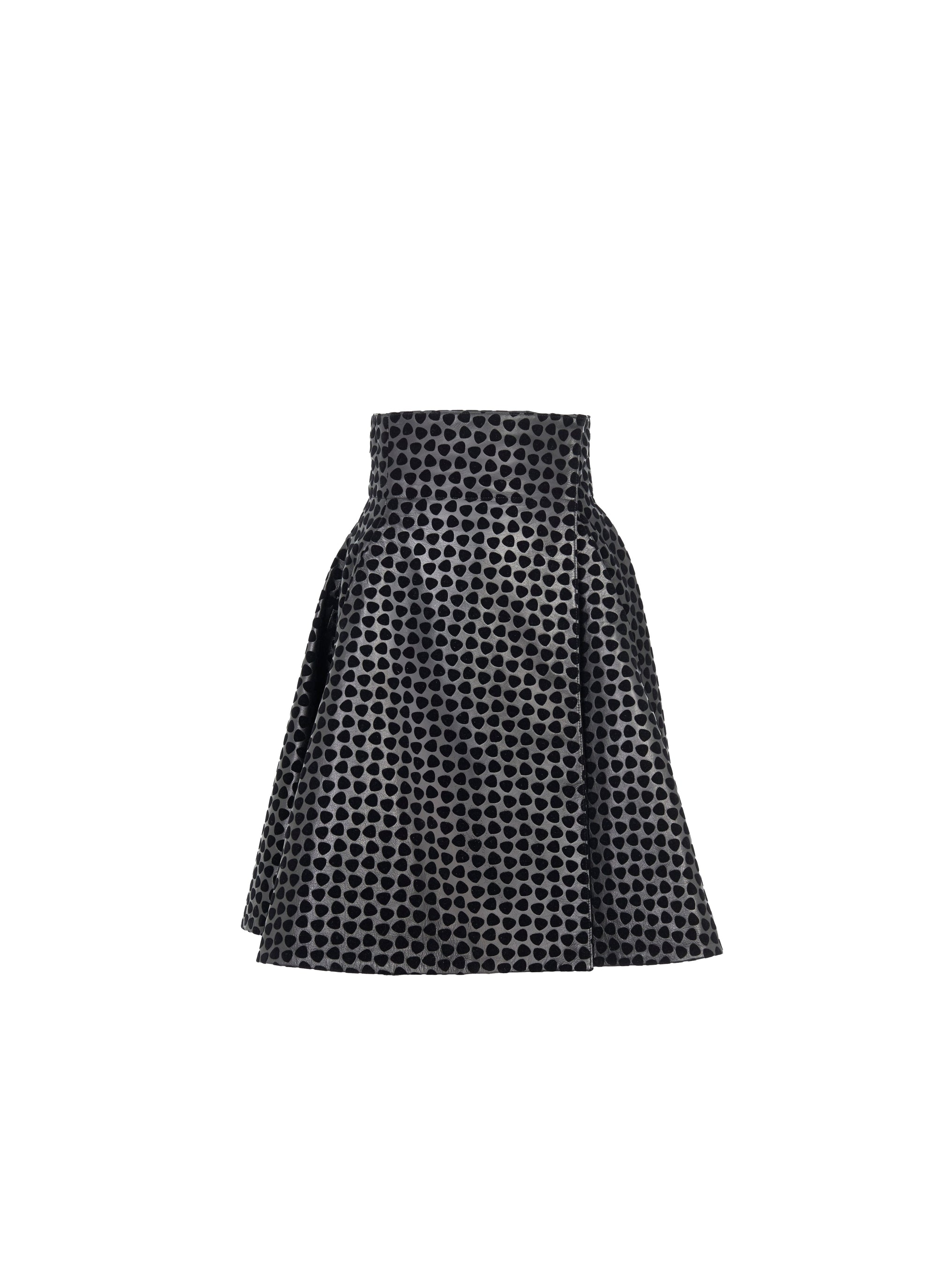 Leather Dalmatian skirt - Black intense