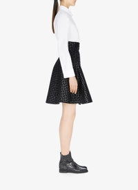 Leather Dalmatian Skirt - Black