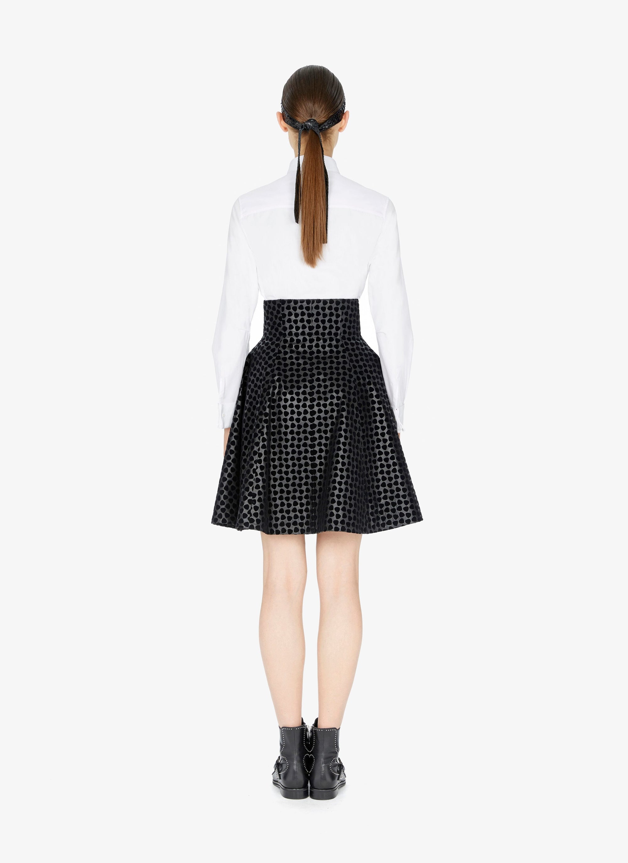 Leather Dalmatian skirt - Black intense