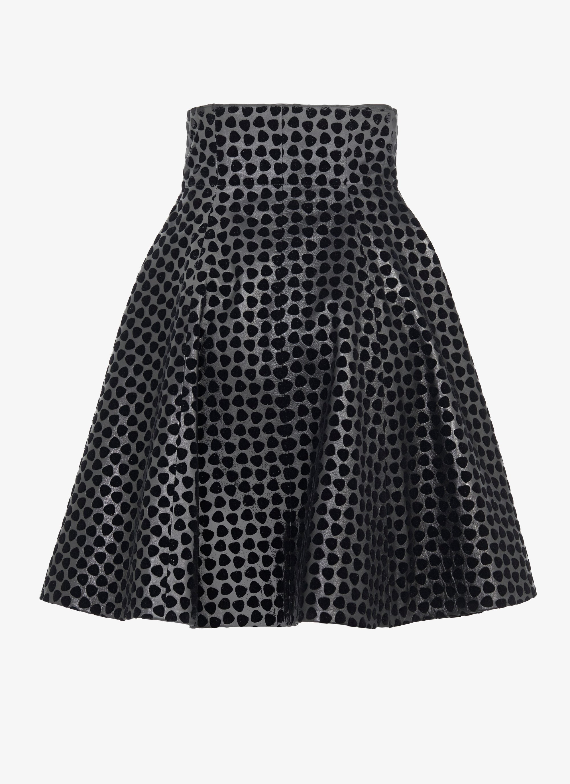 Leather Dalmatian skirt - Black intense
