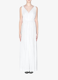Open back draped fluid maxi dress - White