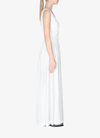 Open back draped fluid maxi dress - White