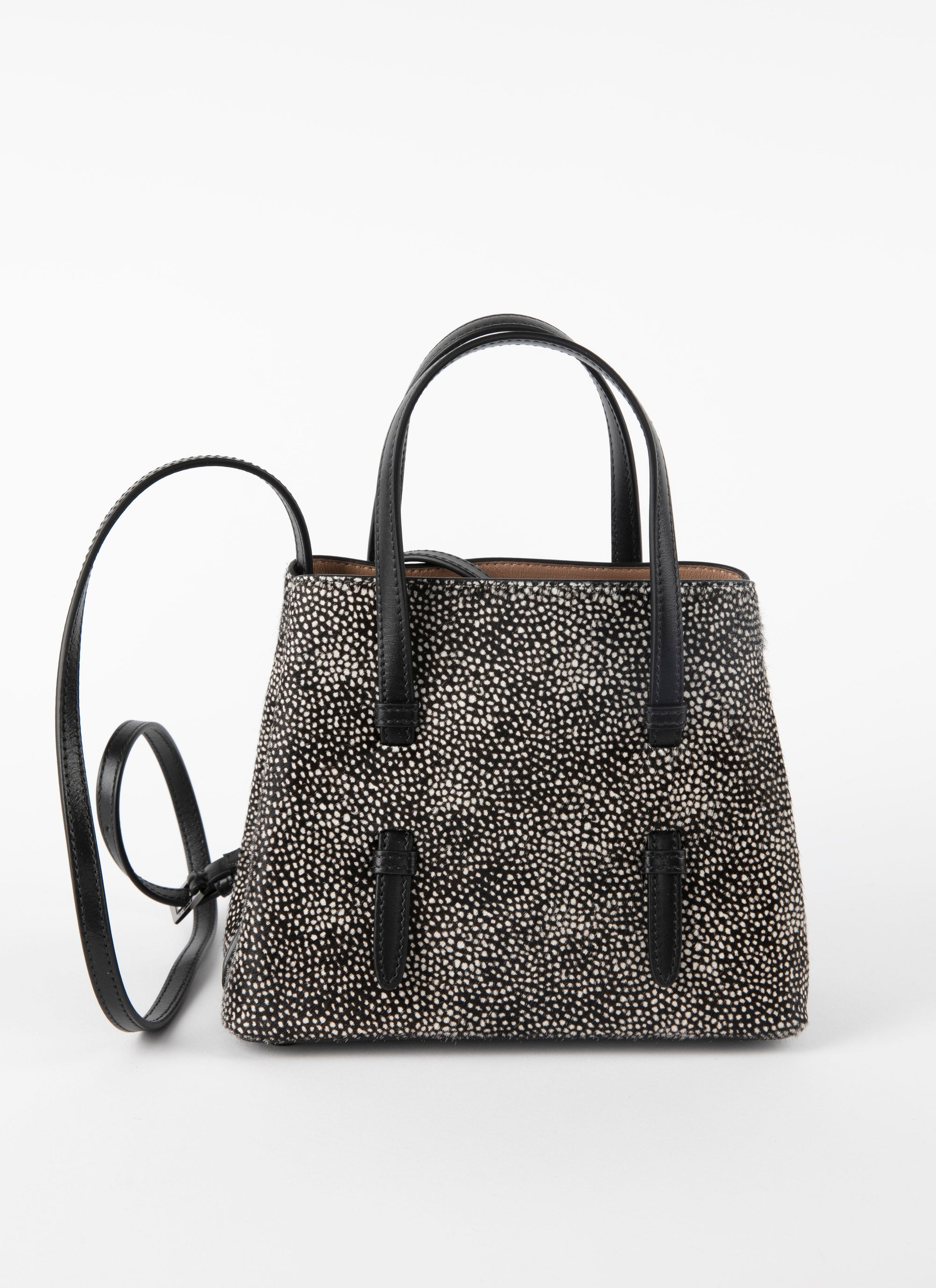 Mina bag in leather - Black & Beige