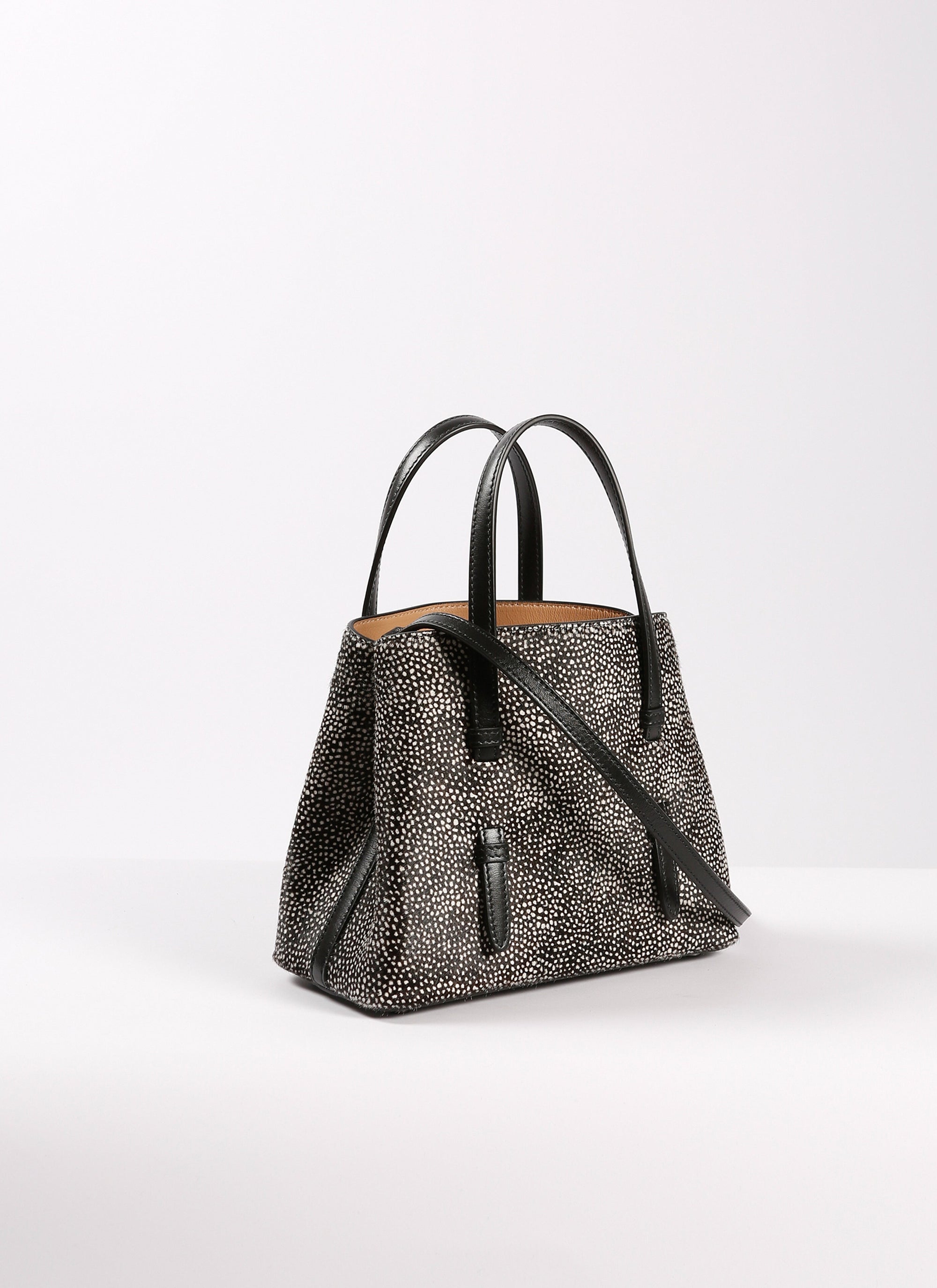 Mina bag in leather - Black & Beige