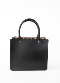Garance Carrera Fiori bag openwork edging in leather - Black intense