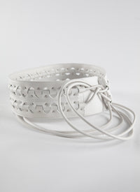 Hinge belt in leather - Optic White