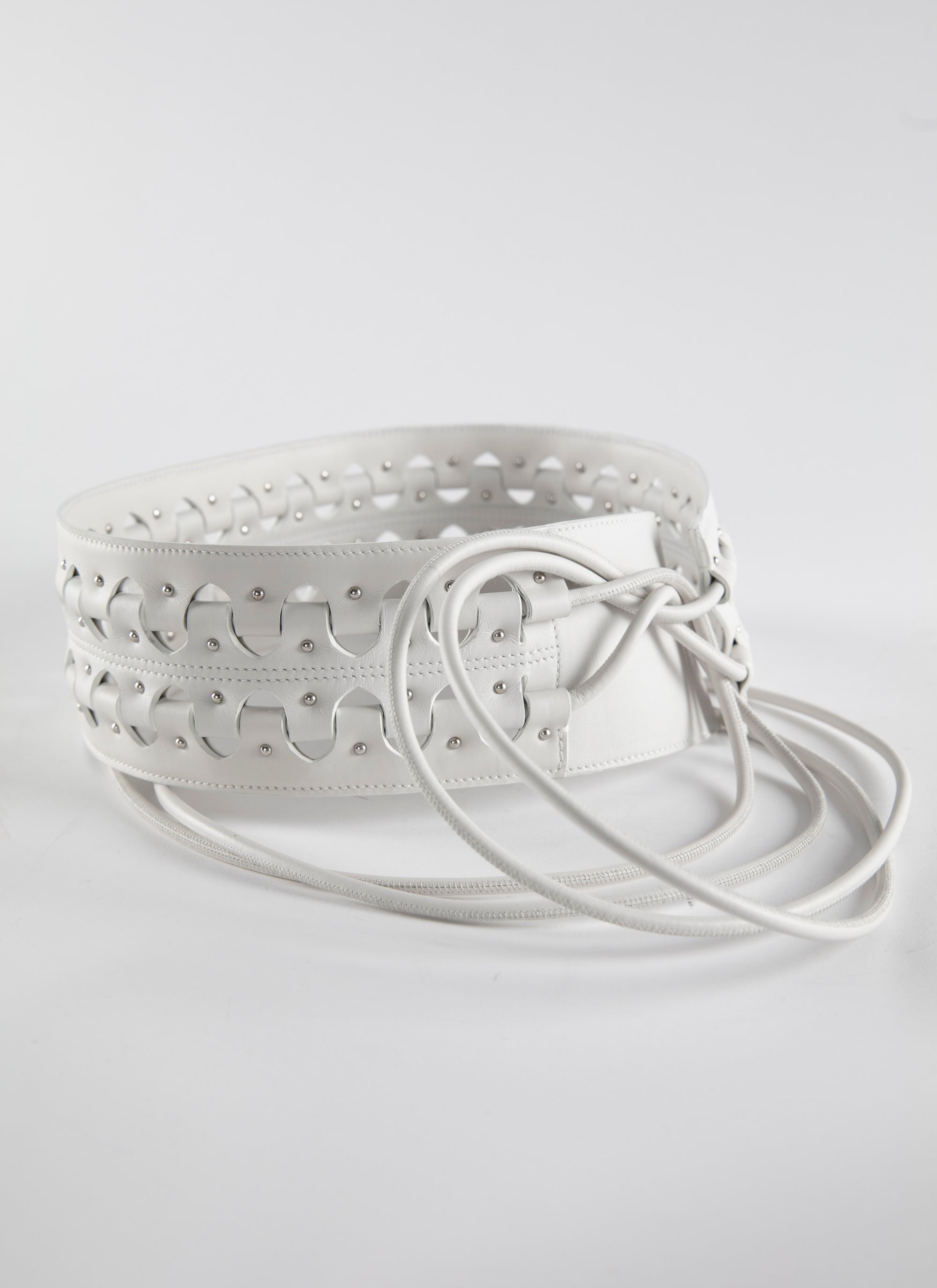 Hinge belt in leather - Optic White