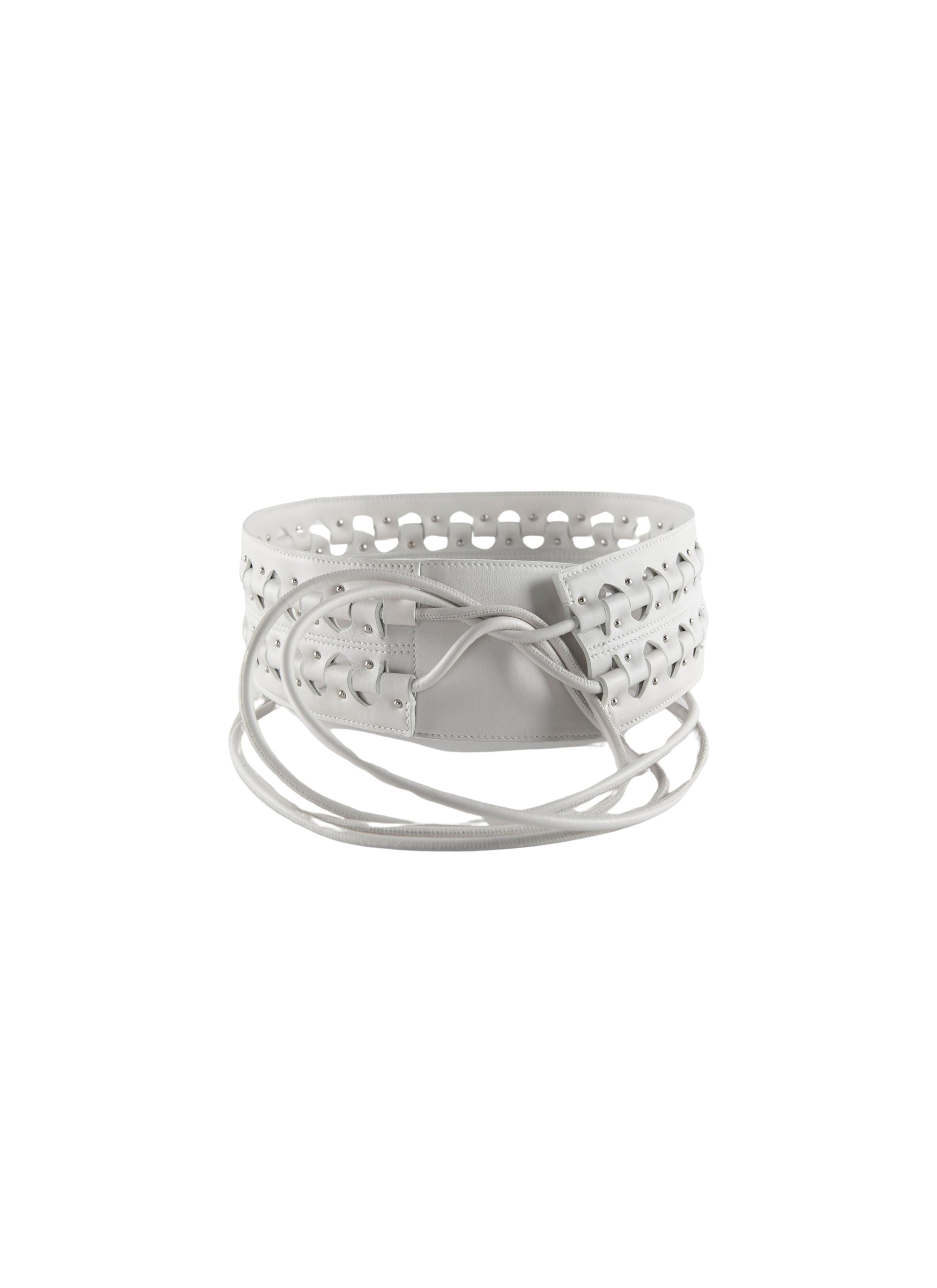 Hinge belt in leather - Optic White