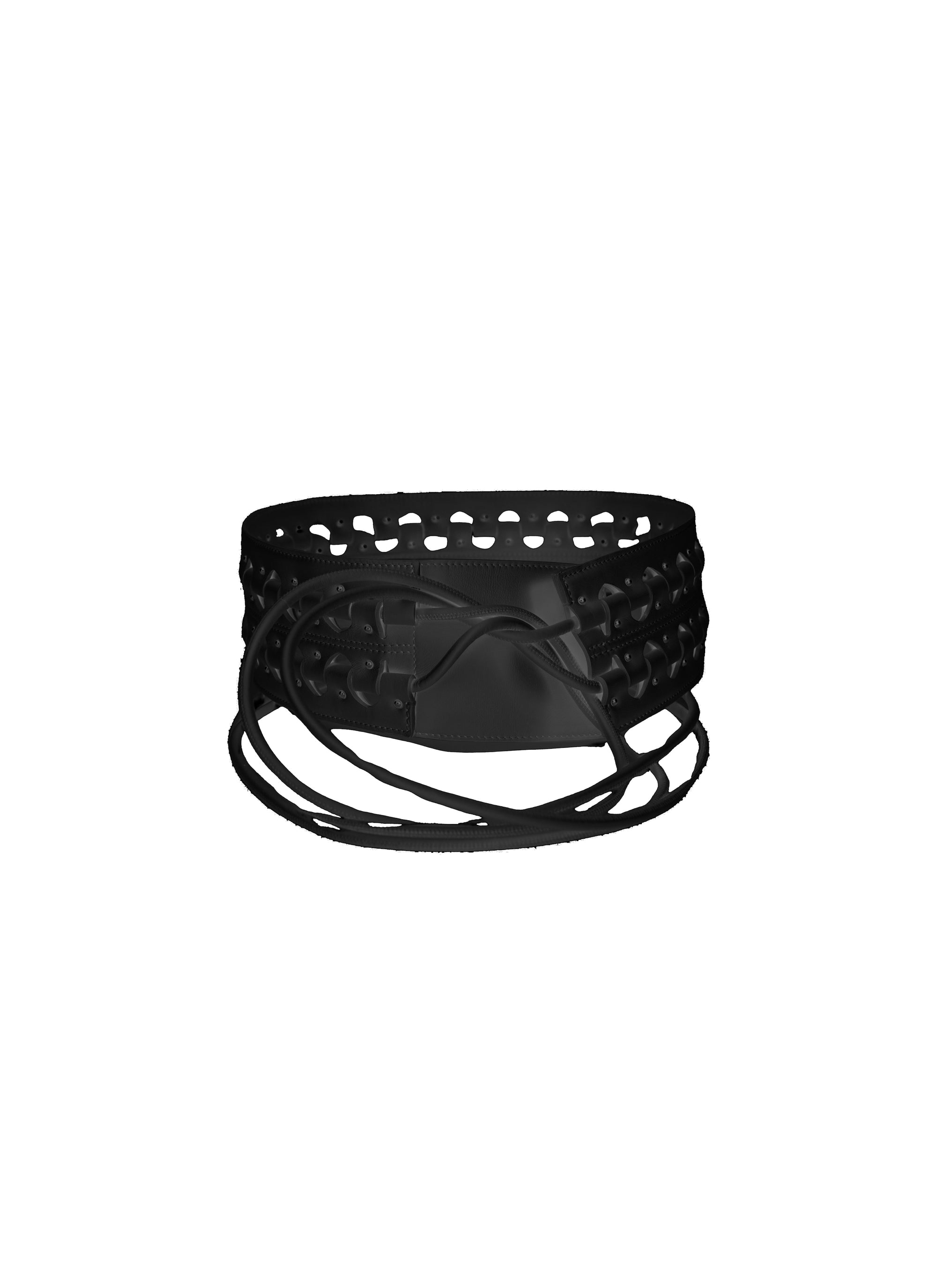 Hinge belt in leather - Black intense
