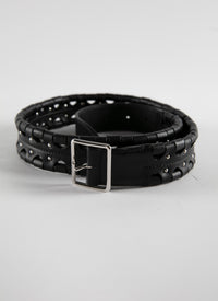 Hinge pan belt in leather - Black intense