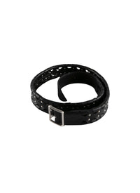 Hinge pan belt in leather - Black intense