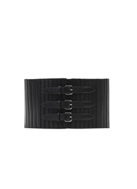 Elastic corset with leather buckles - Black