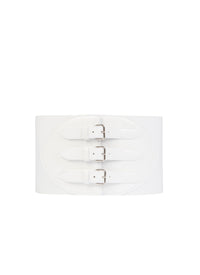 Leather Elastic Corset Belt - Optic White