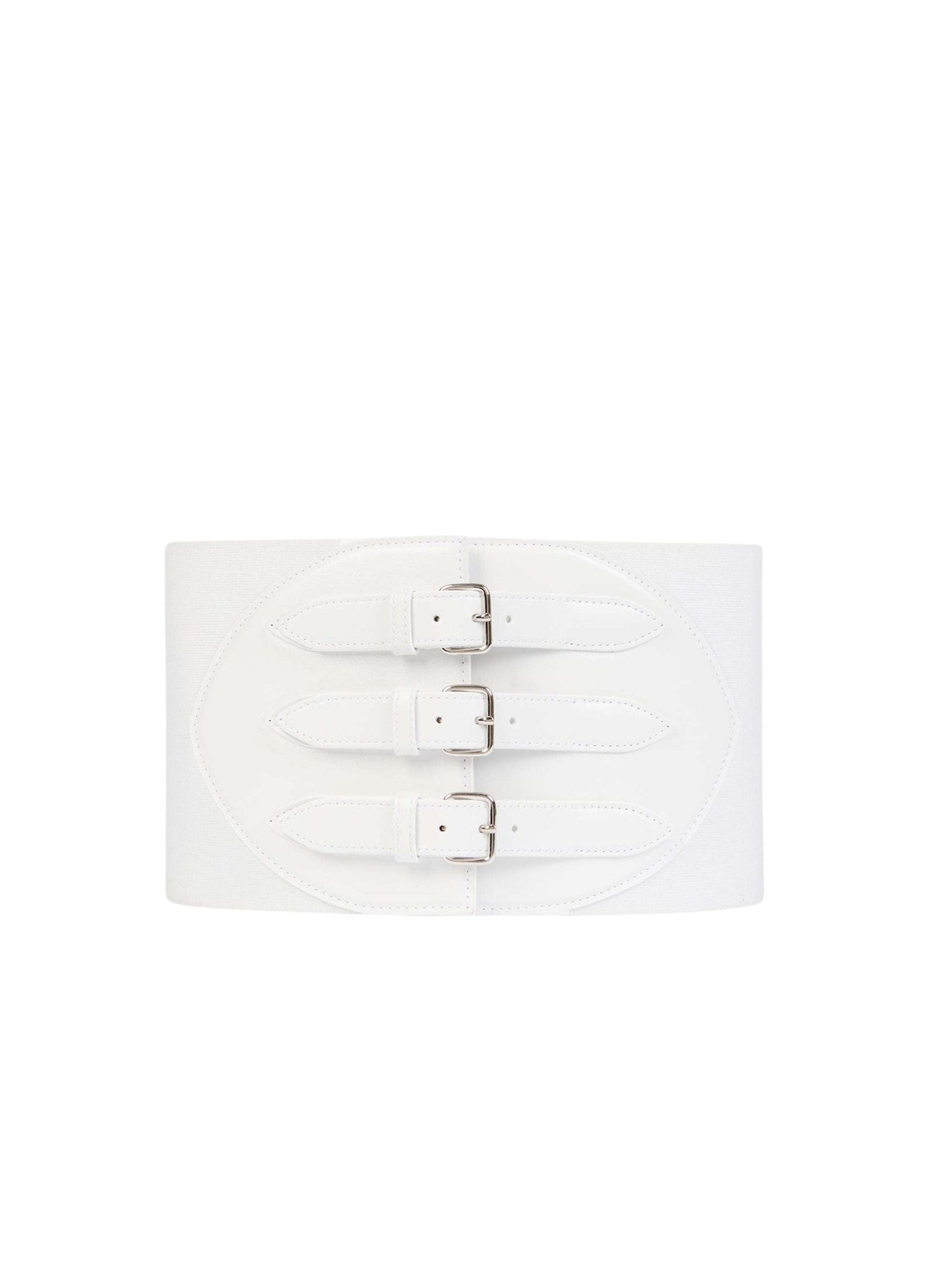 Leather Elastic Corset Belt - Optic White