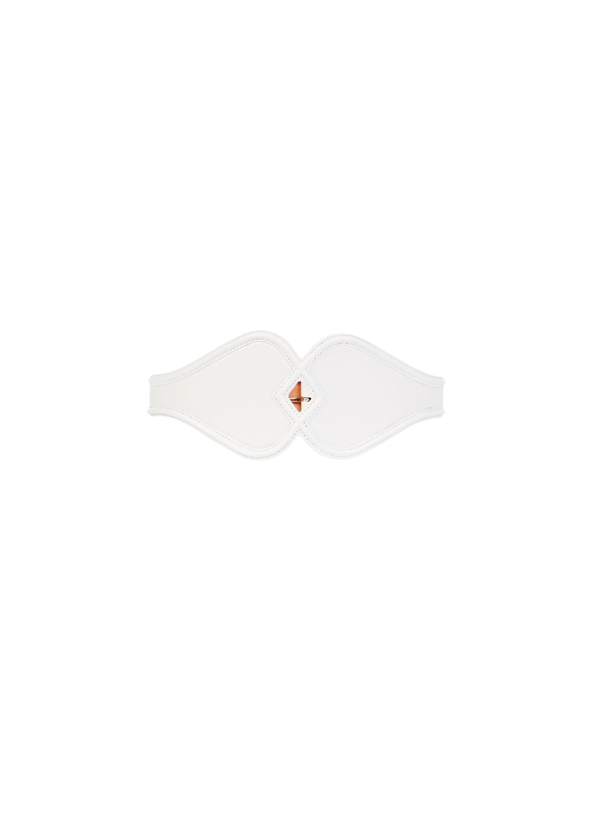 Leather double heart belt - Optic White