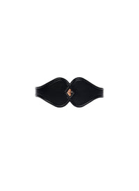 Leather double heart belt - Black intense
