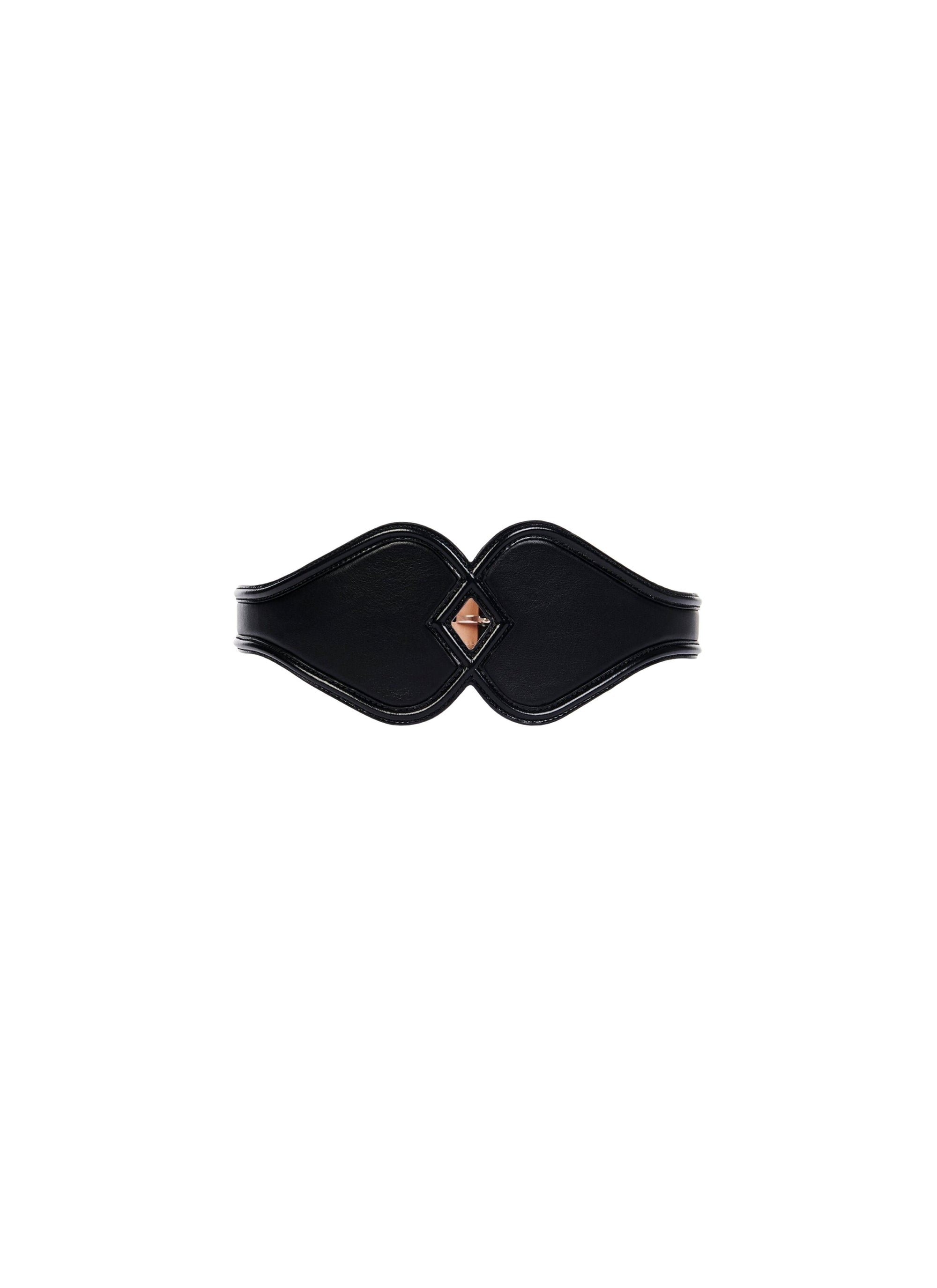Leather double heart belt - Black intense