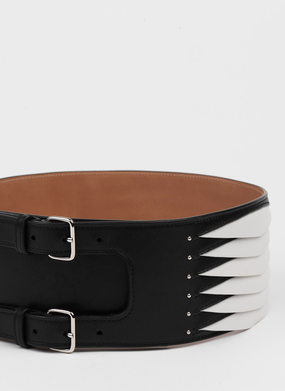 Leather graphic belt - Black & White