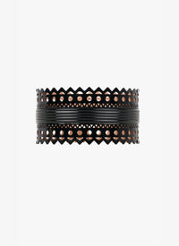 Patent leather openwork corset belt - Black