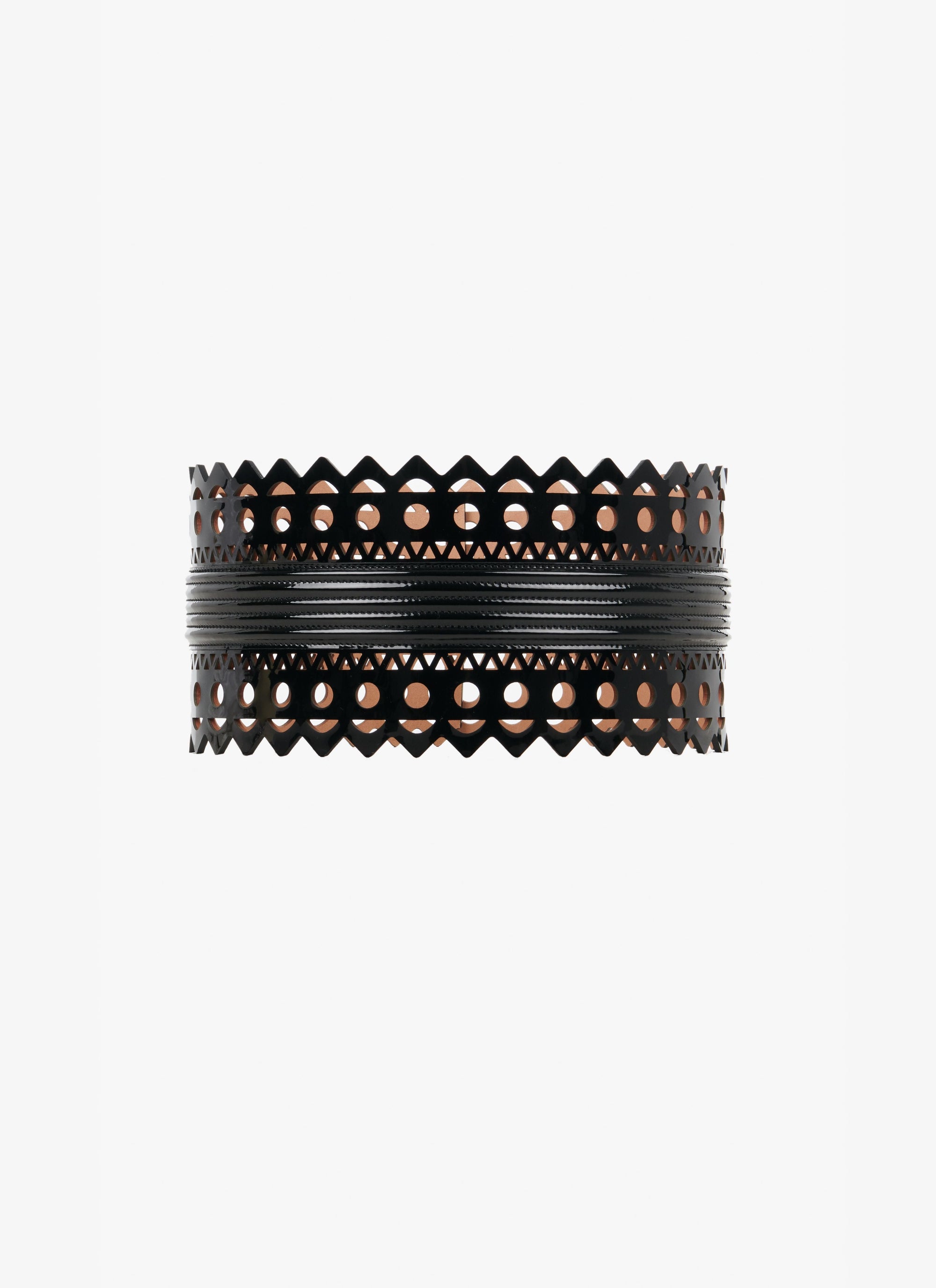 Patent leather openwork corset belt - Black