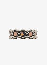 Studded belt with round buckle in leather - Black