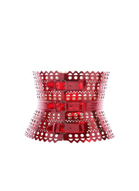 Corset belt vienne triple buckle leather - Reflex Red