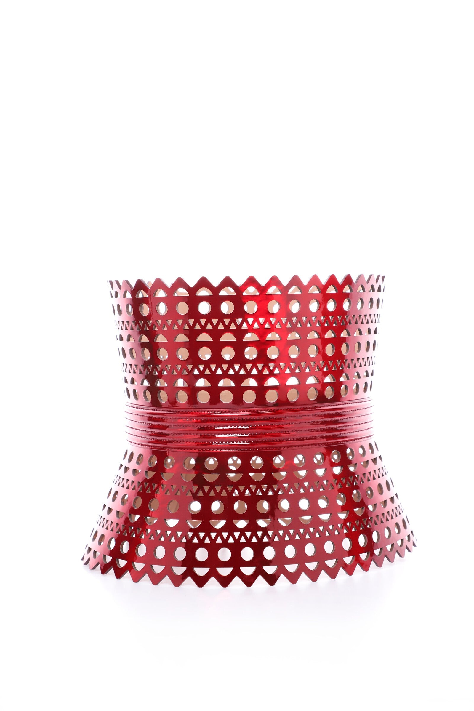 Leather triple buckle Vienna corset belt - Reflex Red