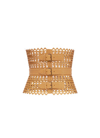 Wide leather corset - Dune