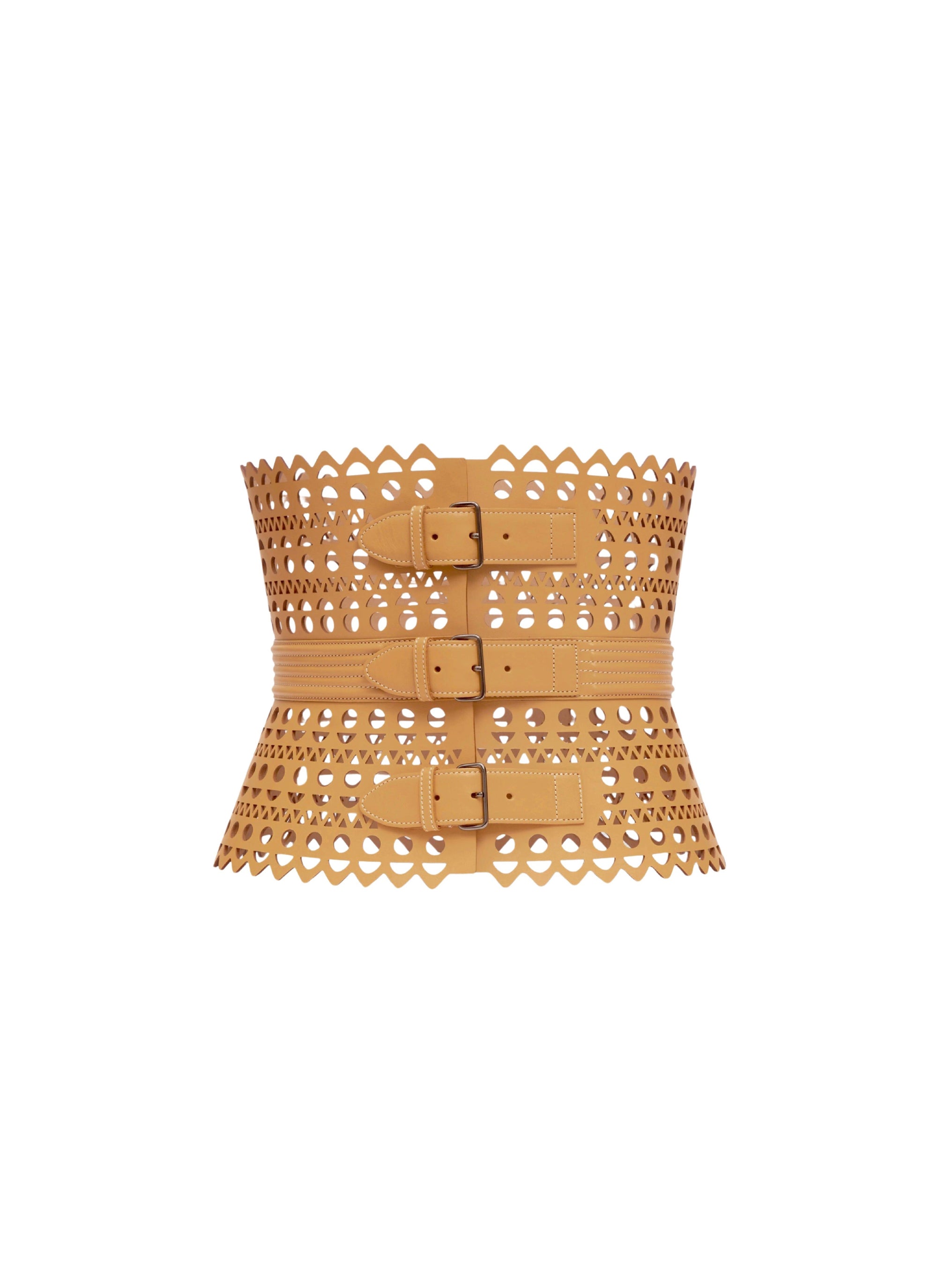 Wide leather corset - Dune