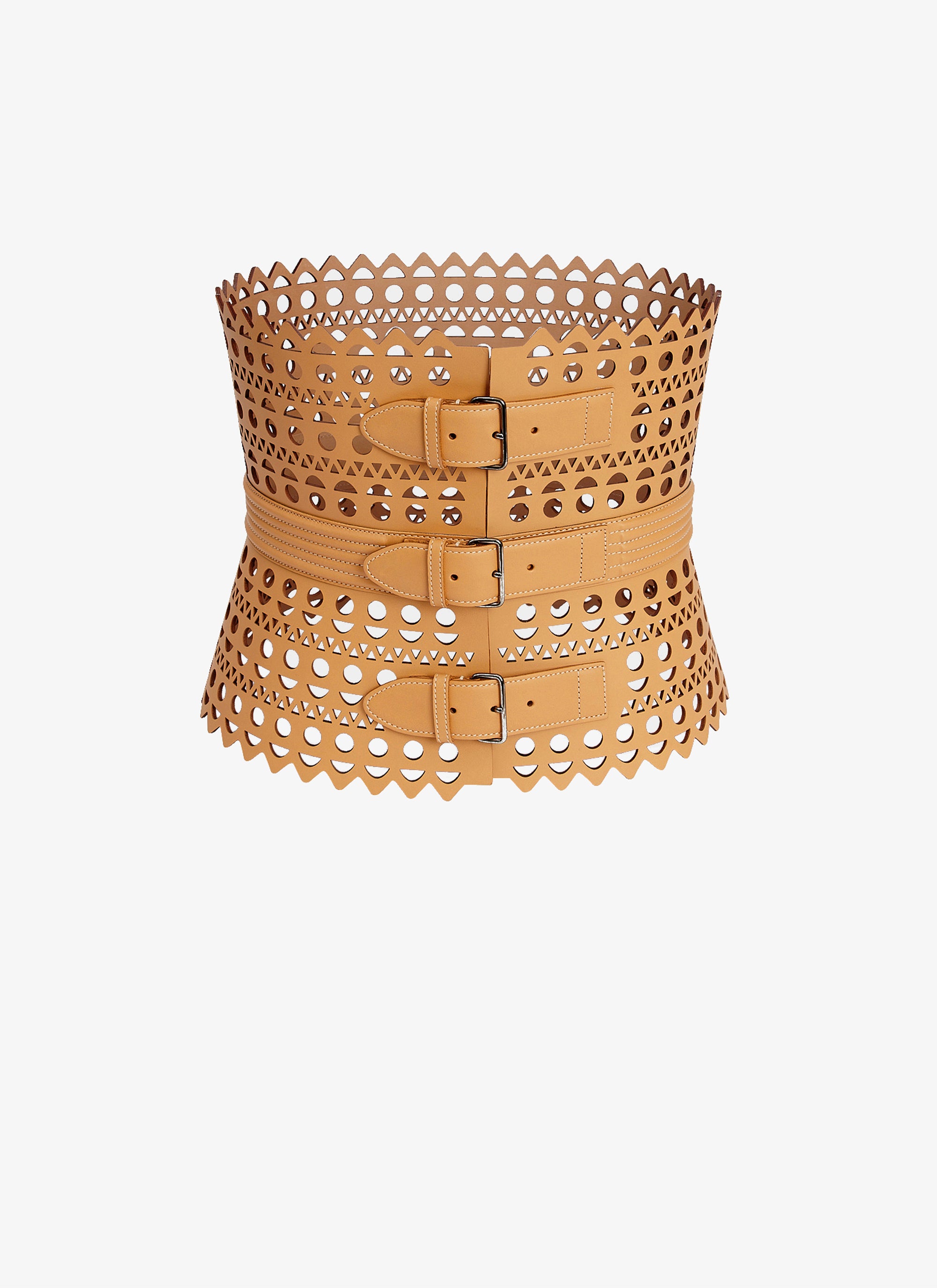 Wide leather corset - Dune