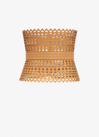 Wide leather corset - Dune