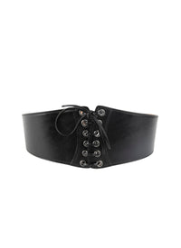 Leather lace corset belt - Black intense