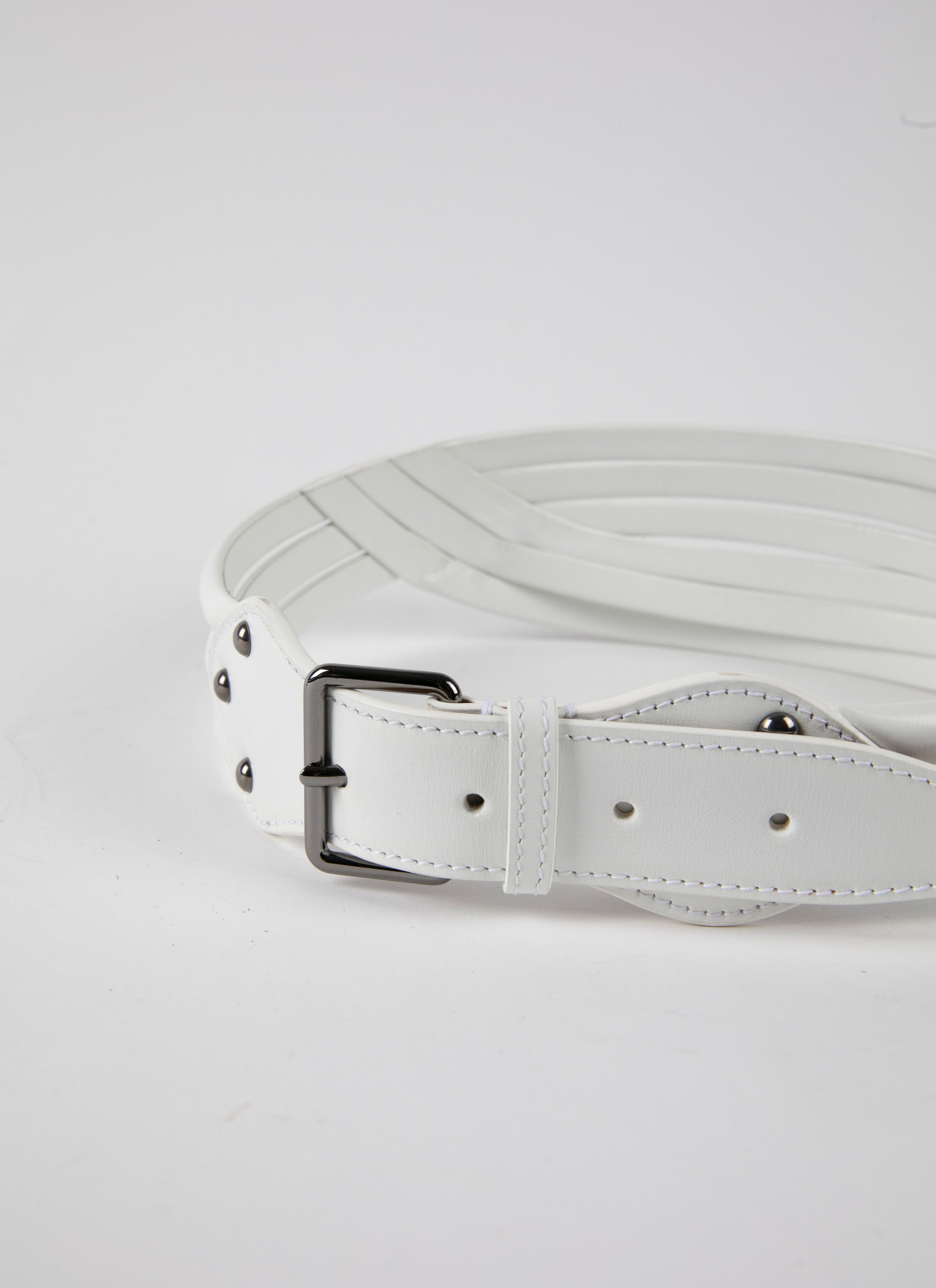 Ceinture tubulaire en cuir - Blanc Optique