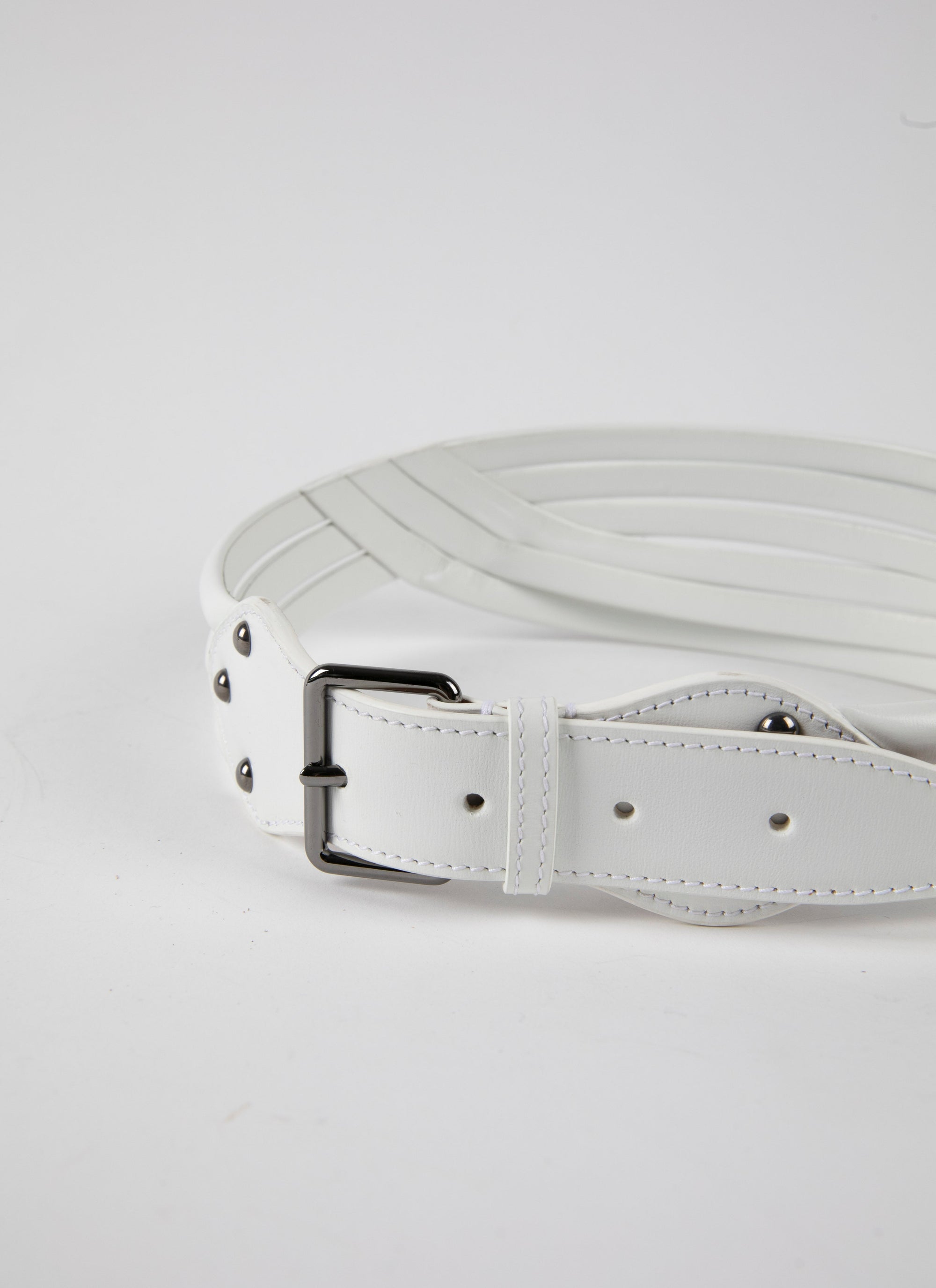 Tubular Leather Belt - Optic White