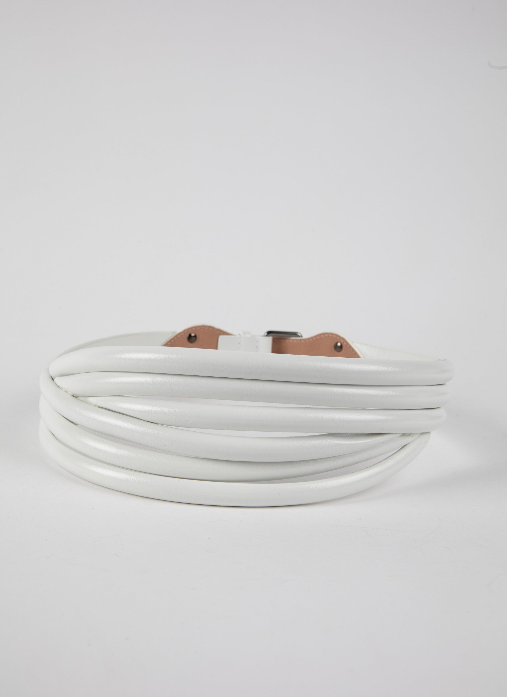 Tubular Leather Belt - Optic White