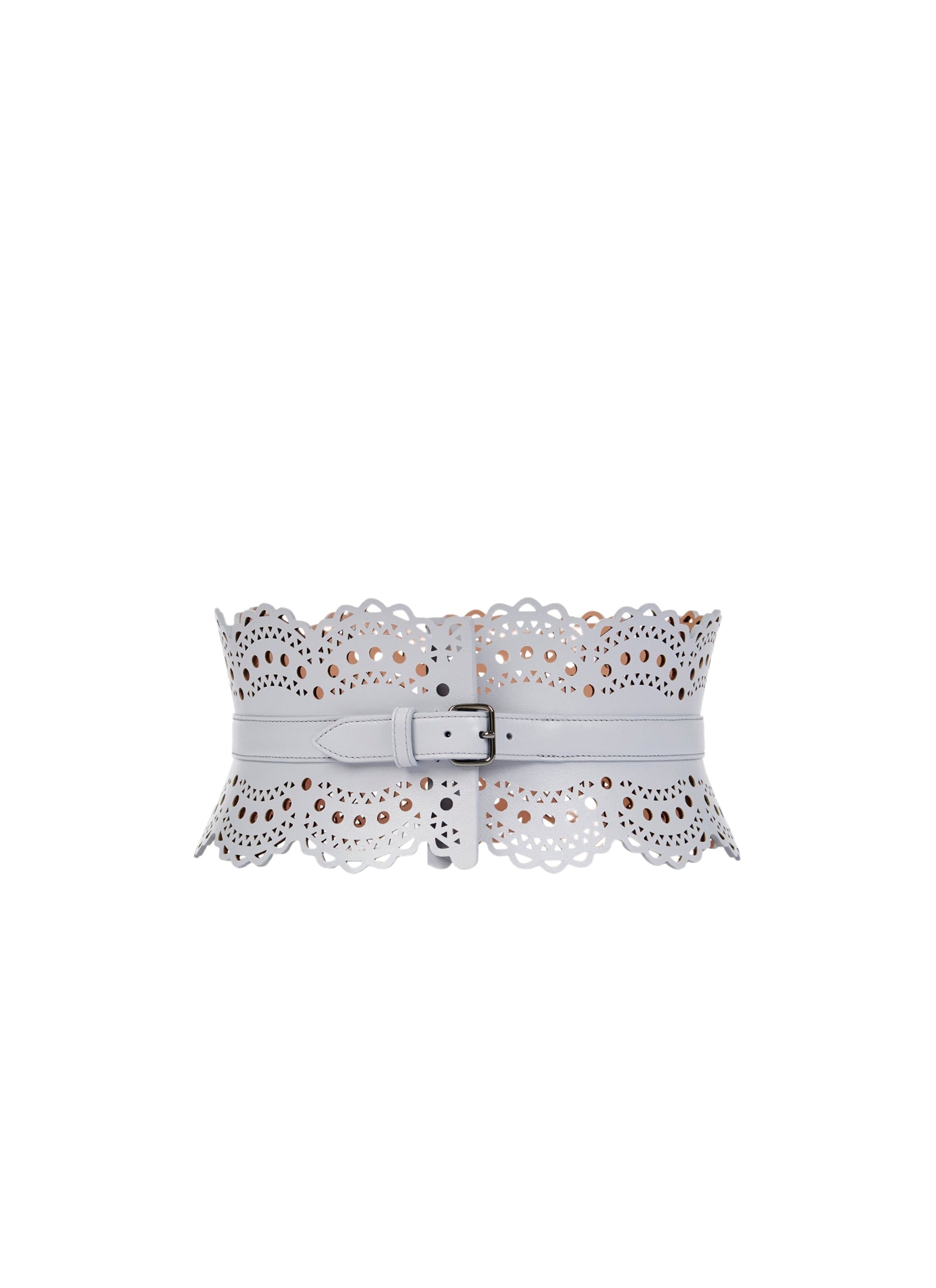 Ceinture corset cloutée en cuir - Tourterelle