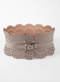 Ceinture corset cloutée en cuir - Tourterelle