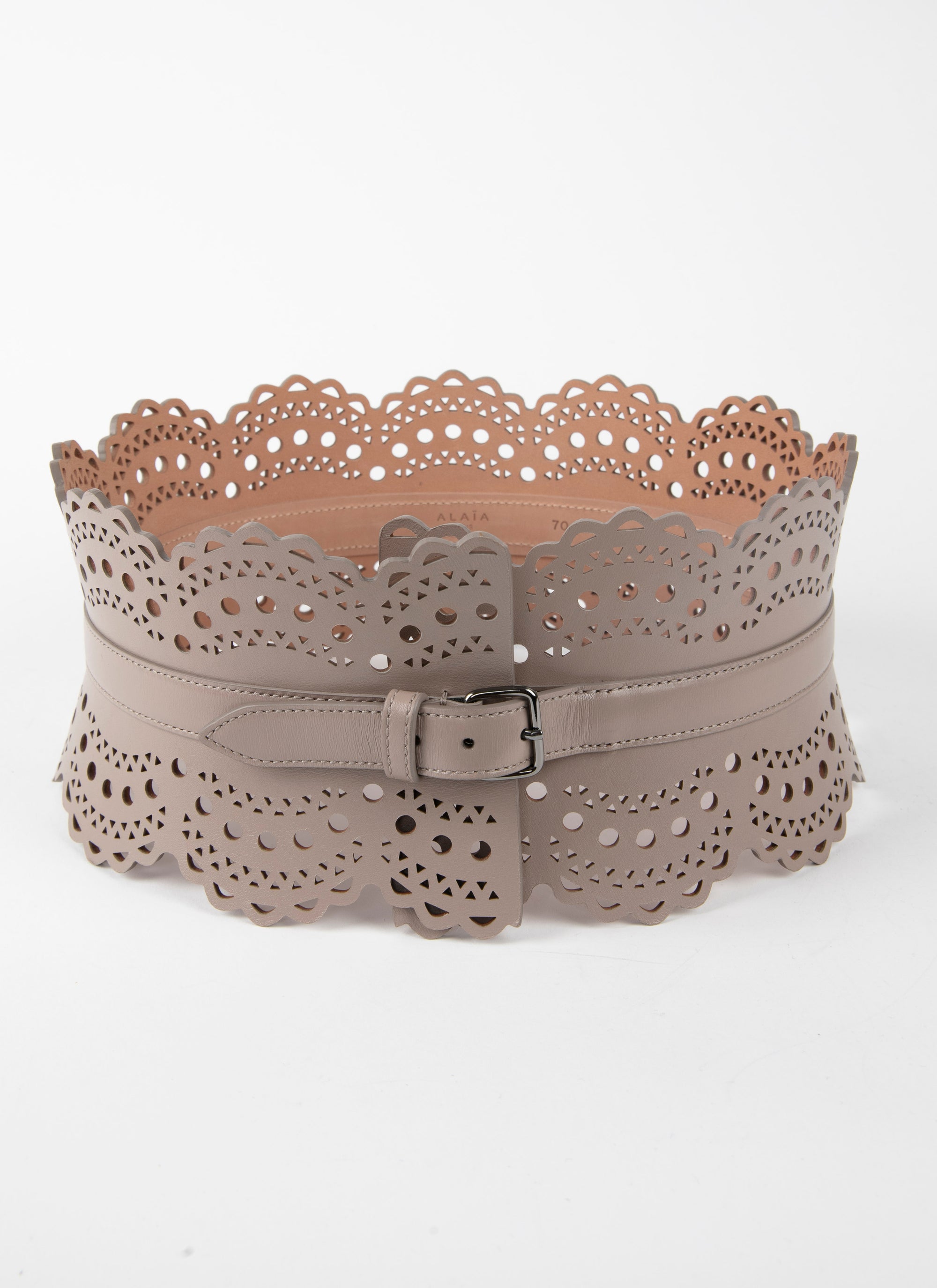 Ceinture corset cloutée en cuir - Tourterelle