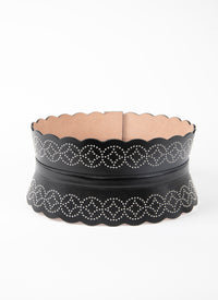 Studded corset belt in leather - Intense Black