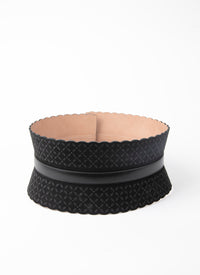 Small pattern corset belt in leather - Intense Black