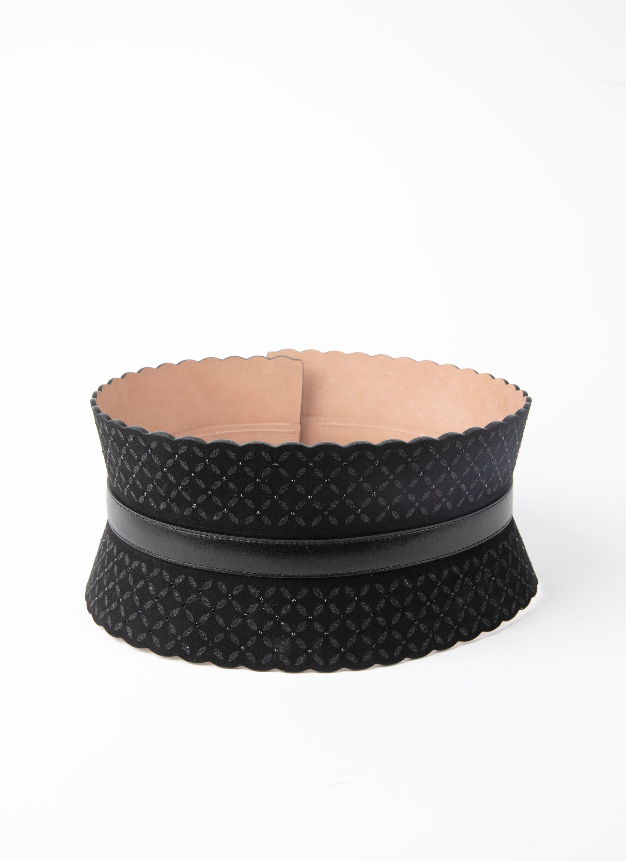 Ceinture corset à petits motifs en cuir - Black