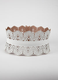 Small pattern corset belt in leather - Optic White