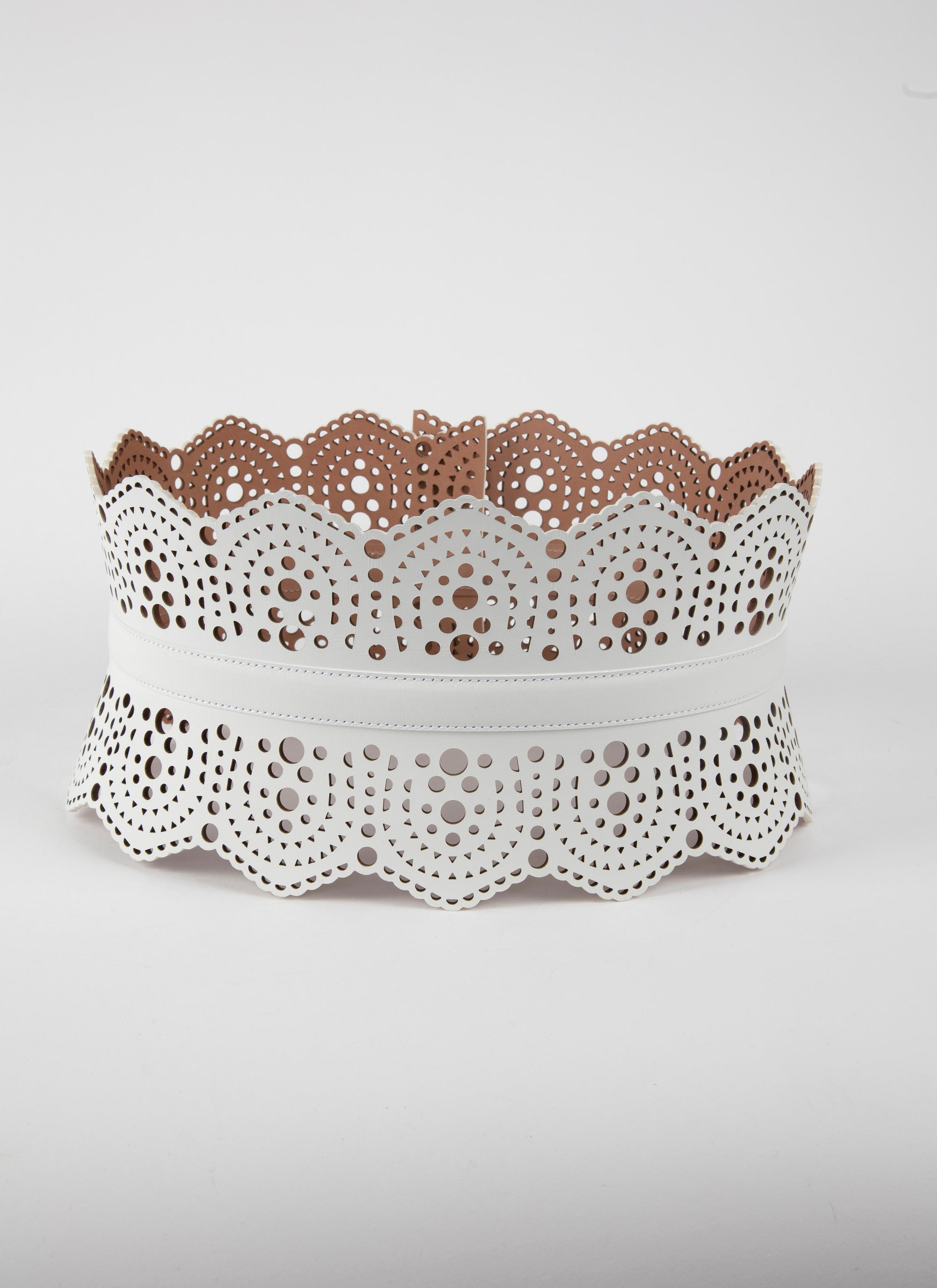 Small pattern corset belt in leather - Optic White