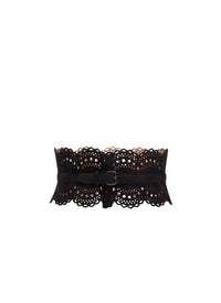 Ceinture bustier en cuir - Noir