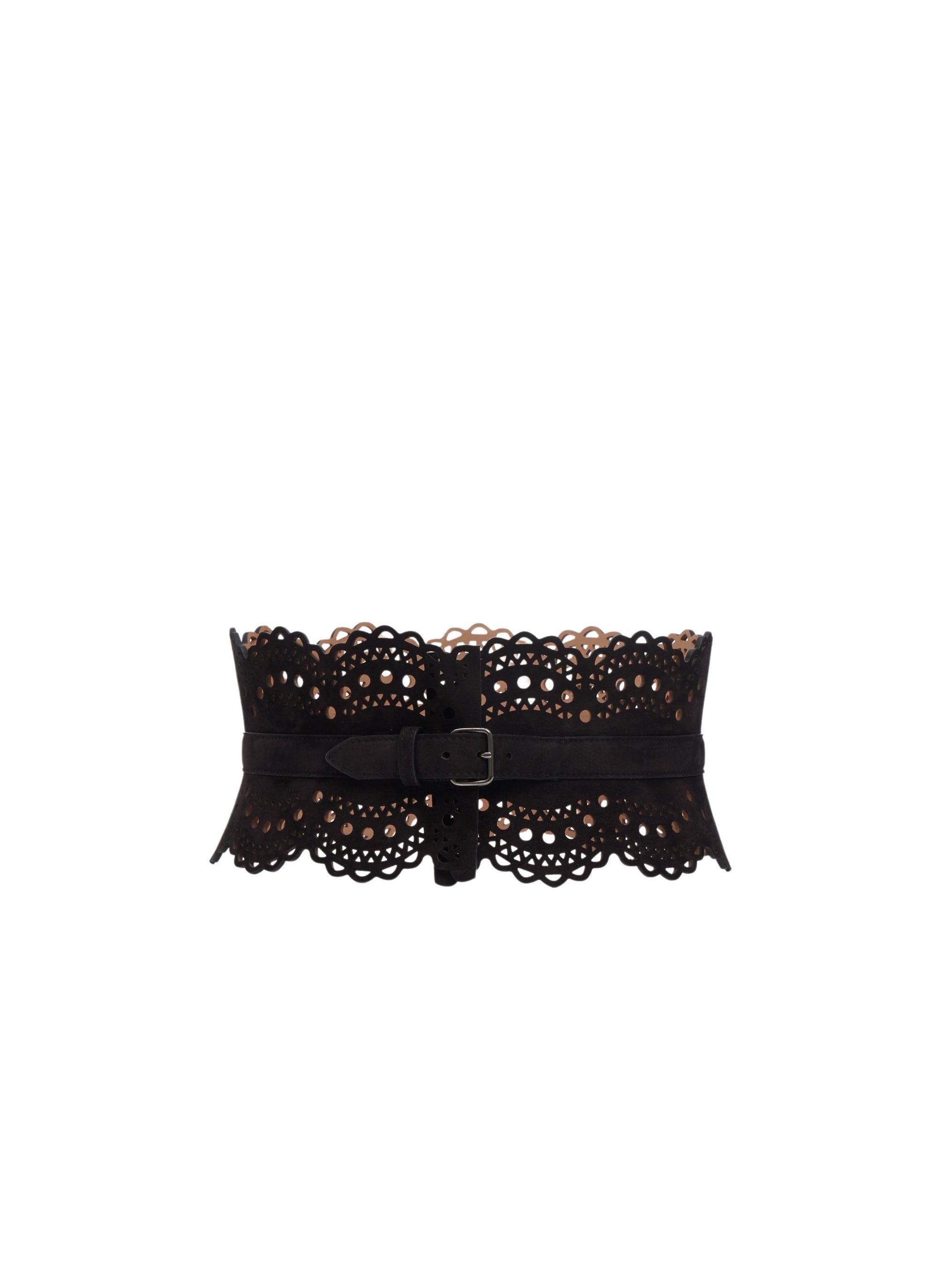 Ceinture bustier en cuir - Noir