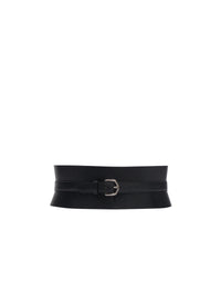 Strapless leather belt - Black