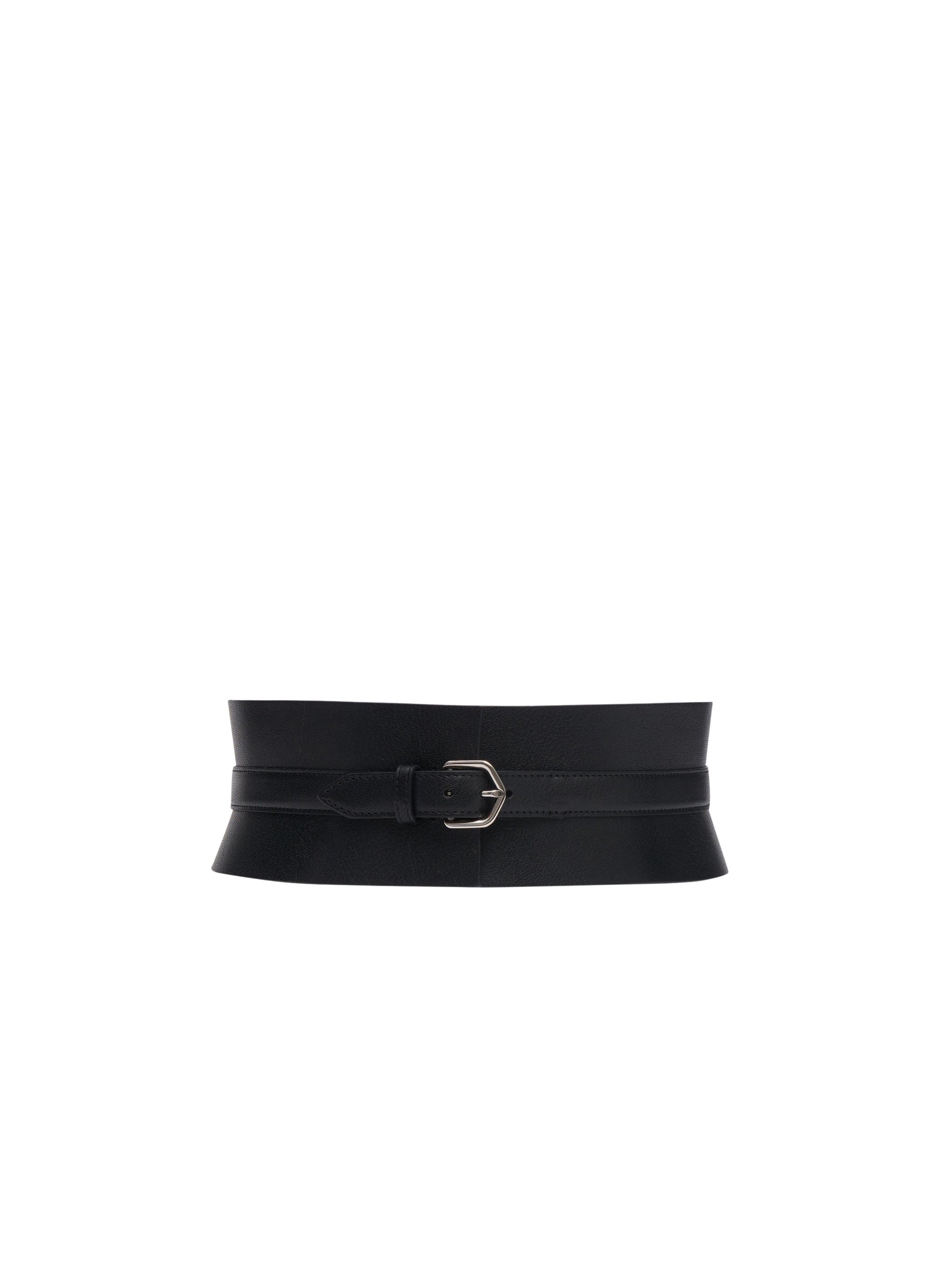 Strapless leather belt - Black