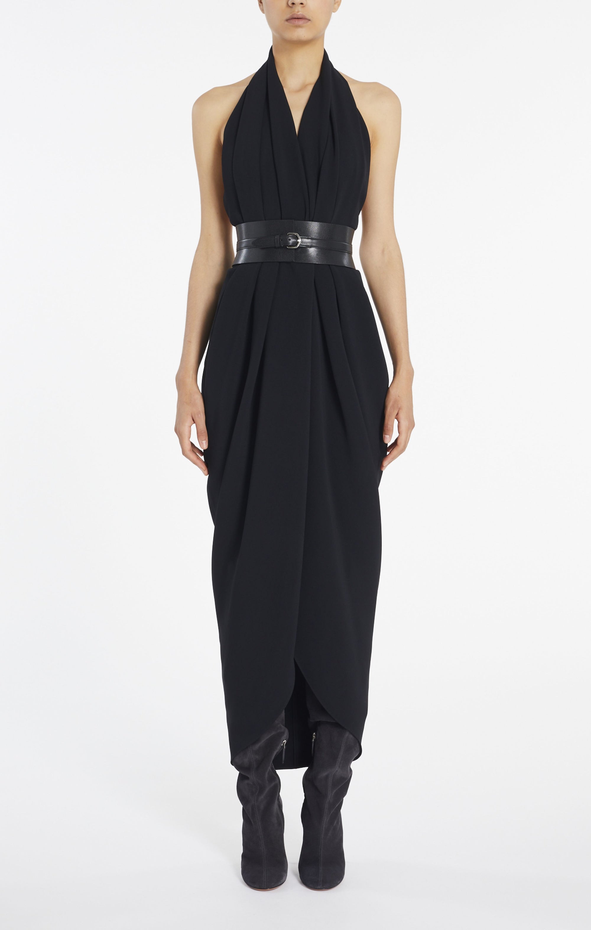 Strapless leather belt - Black